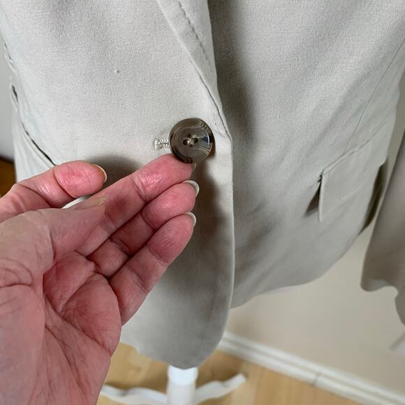 Banana Republic Petite Size 12P Blazer Jacket Beige 1 Button Cotton Career Work - Picture 11 of 13